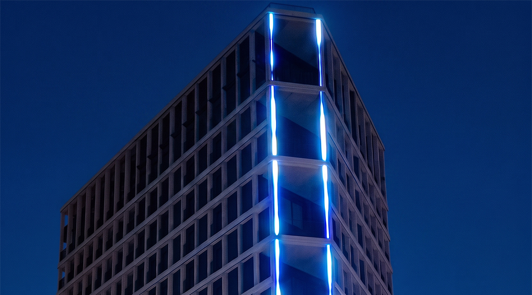 Iluminación del edificio B1B2 en Paris 13